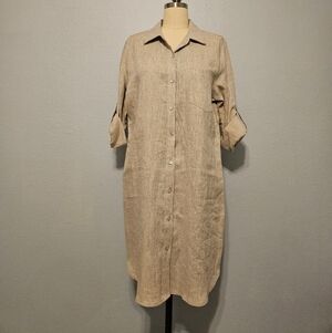 Karen Kane Beige Linen Shirtdress
